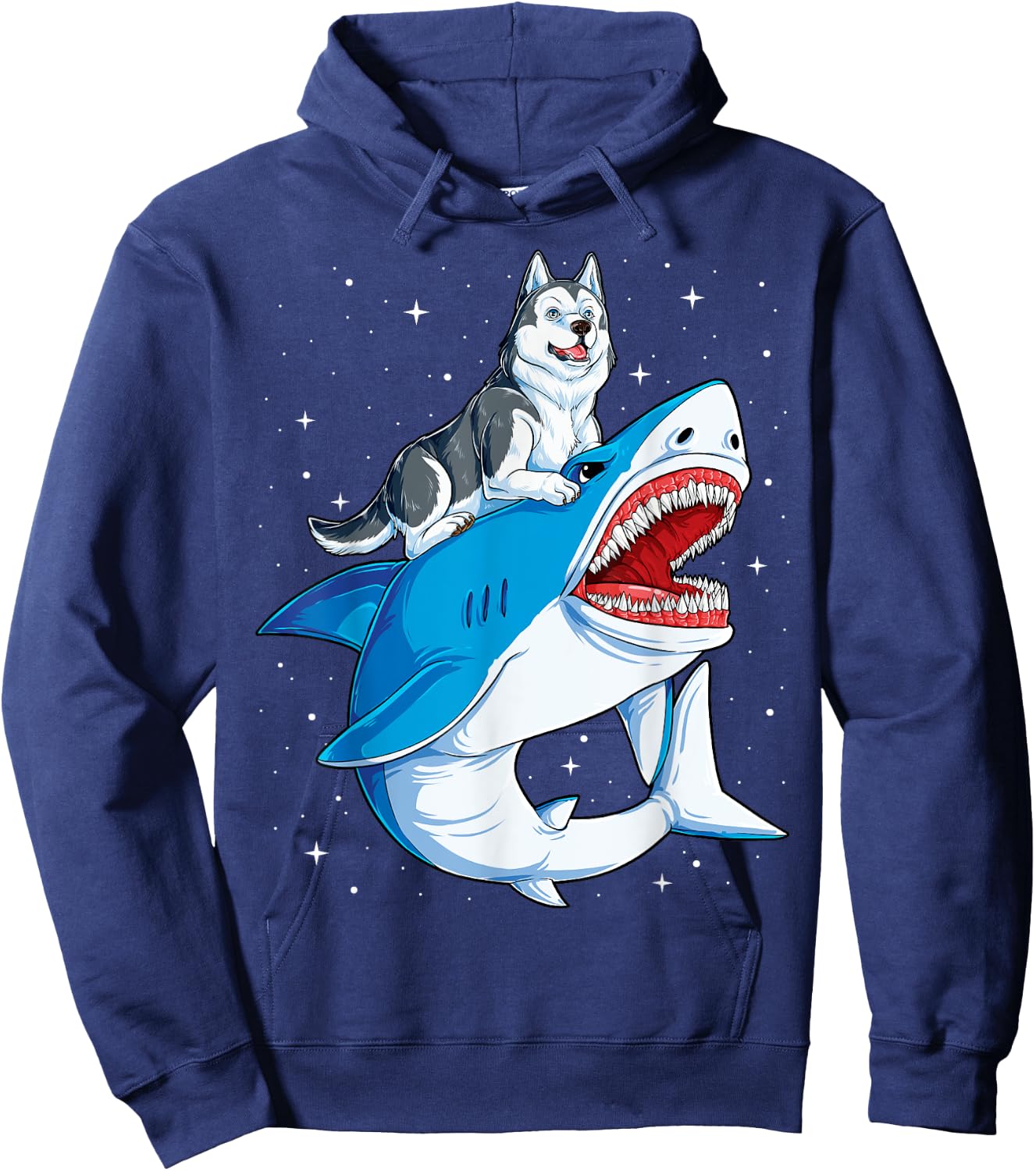 Siberian Husky Shark Jawsome Dog Lover Gifts Space Galaxy Hoodie - Hoodie | Navy