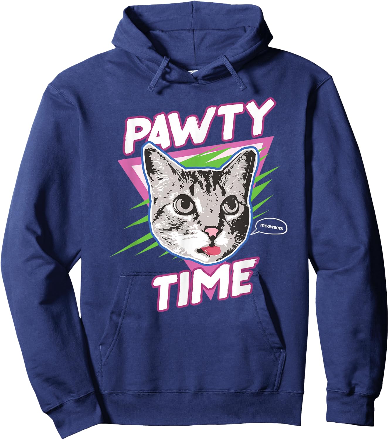 Funny Cat Pawty Time Party Animal Retro Hoodie - Hoodie | Navy