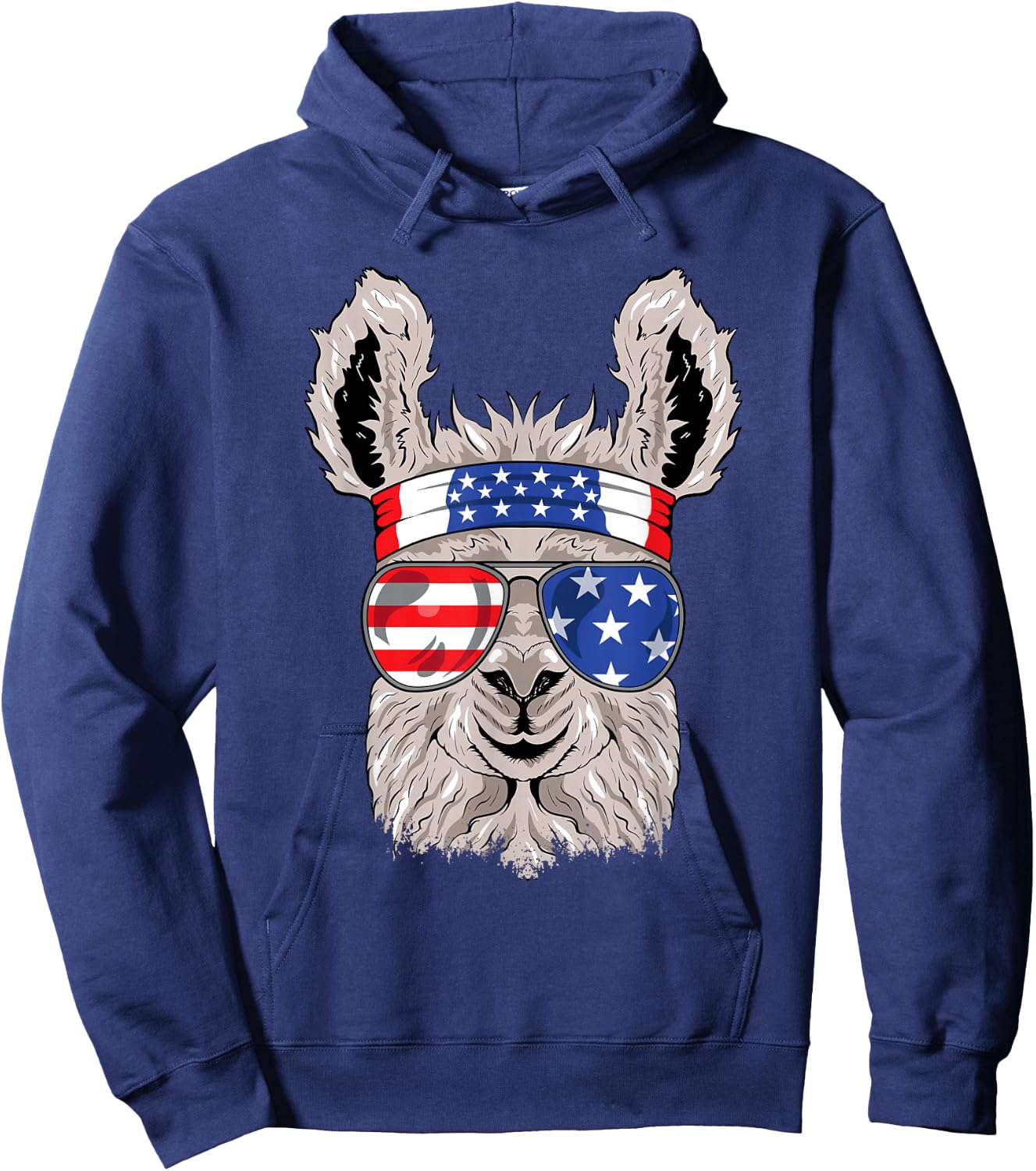 USA Patriotic Llama Shirt - July 4th - Alpaca Hoodie - Hoodie | Navy