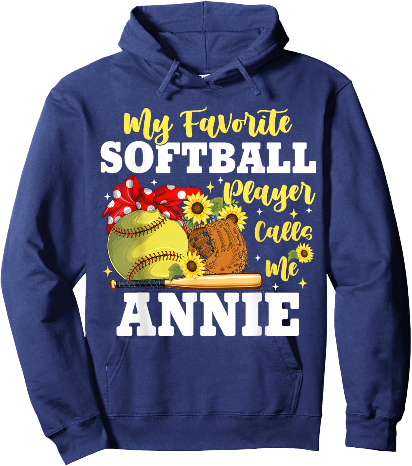 My Favorite Softball Player Calls Me Annie Sunflower Hoodie - Hoodie | Navy