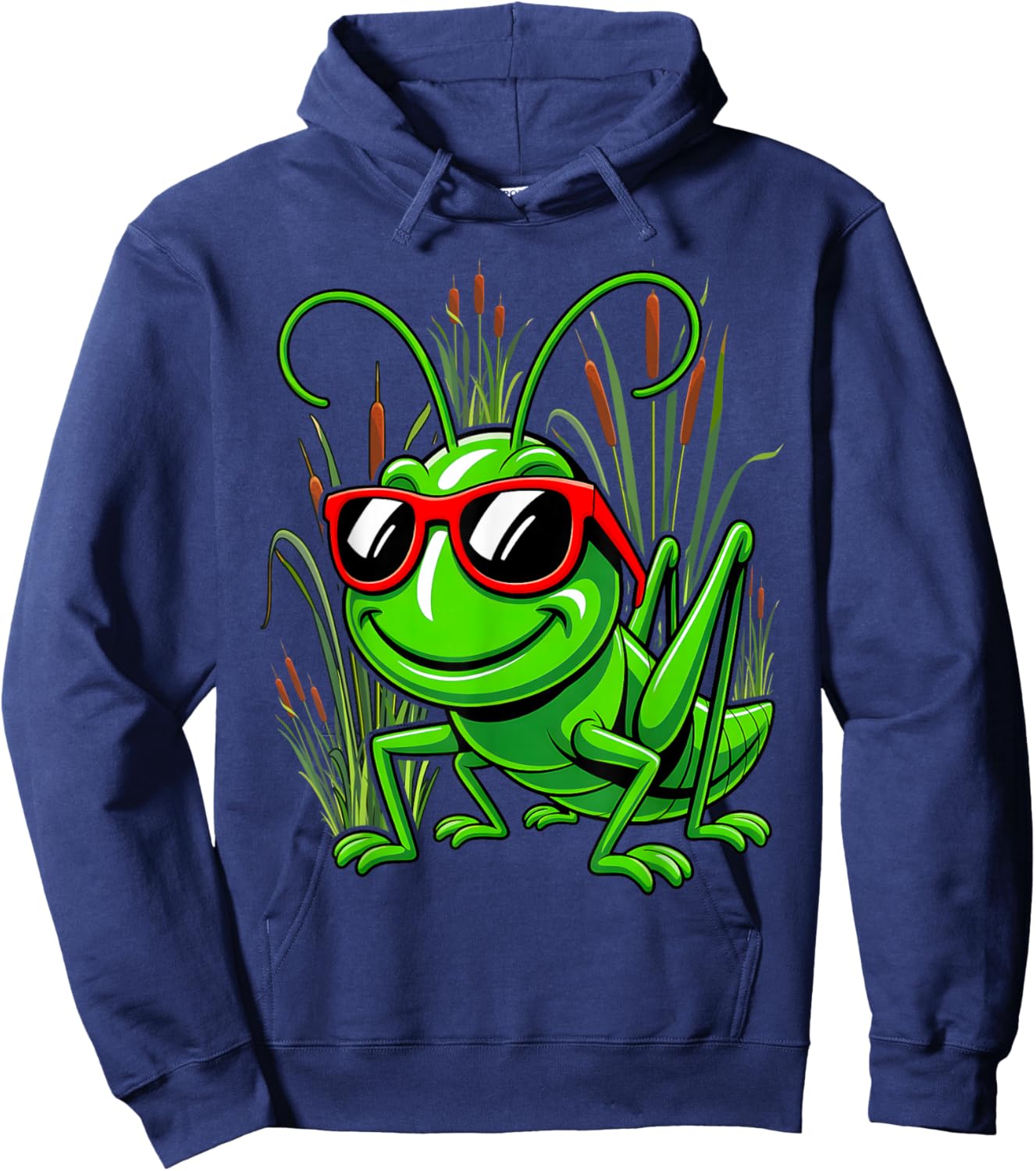 Grasshopper Wearing Eyeglasses Funny Insect for Kids Hoodie - Hoodie | Navy