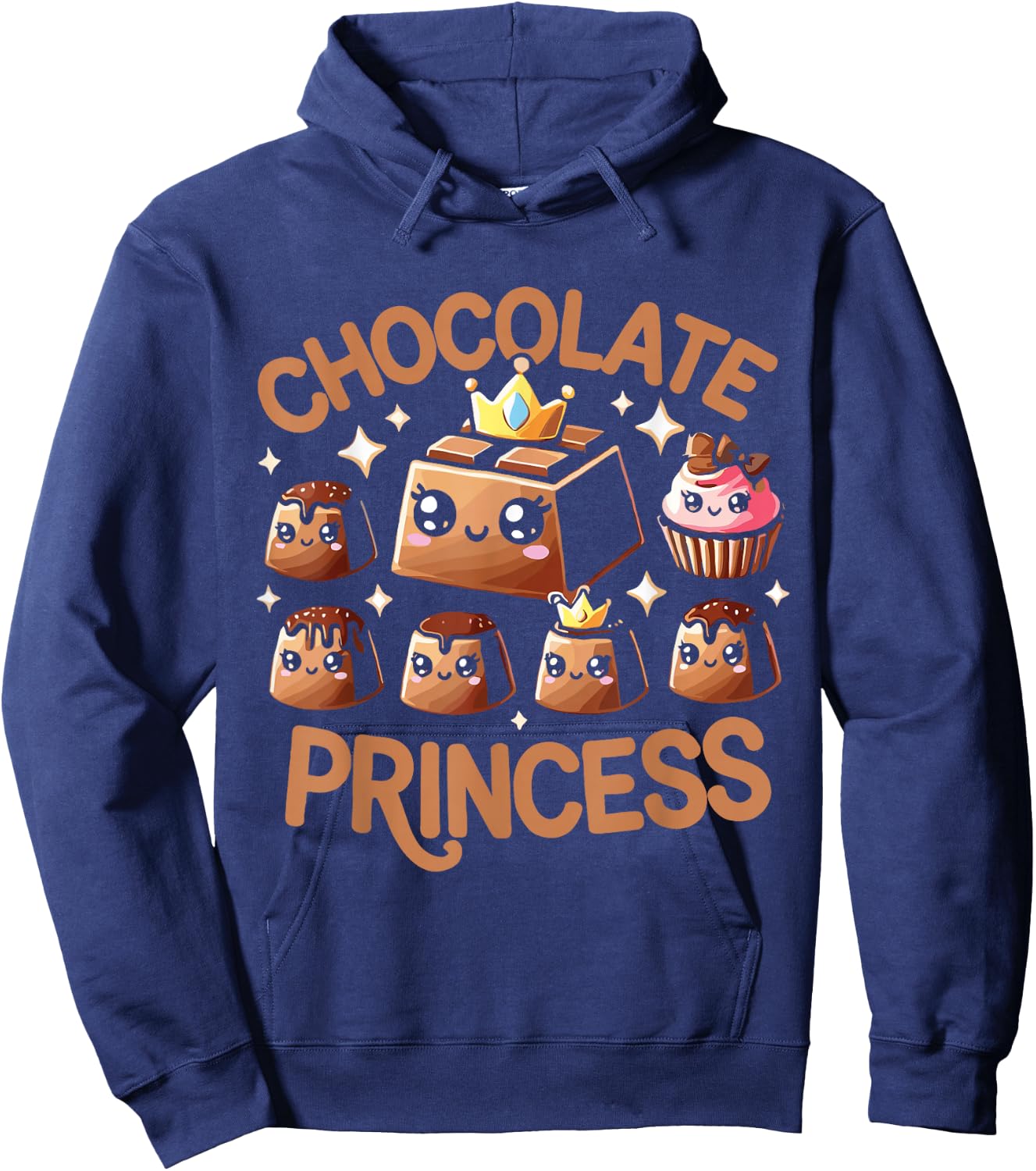 Chocolate T Shirt - Women's Chocolate Princess - Black - Small - Short Sleeve - - Modern - Chocolate-themed Design - -Kids Hoodie - Hoodie | Navy