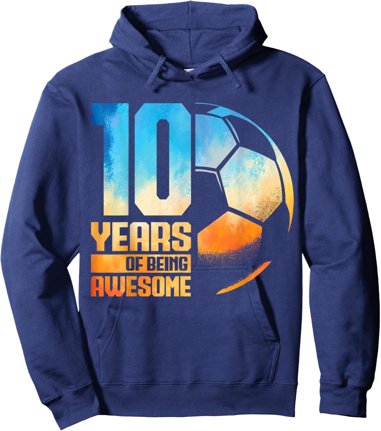 10th Birthday Boy Girl Soccer Player Football 10 Years Old Hoodie - Hoodie | Navy
