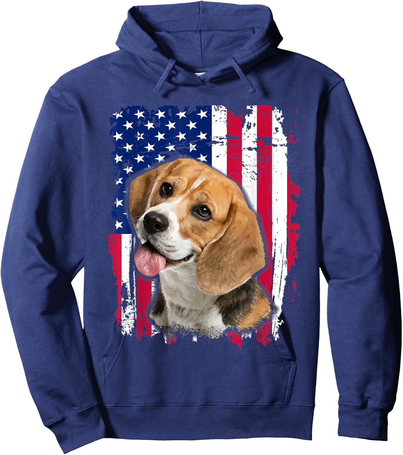 Beagle US flag 4th of July Hoodie - Hoodie | Navy