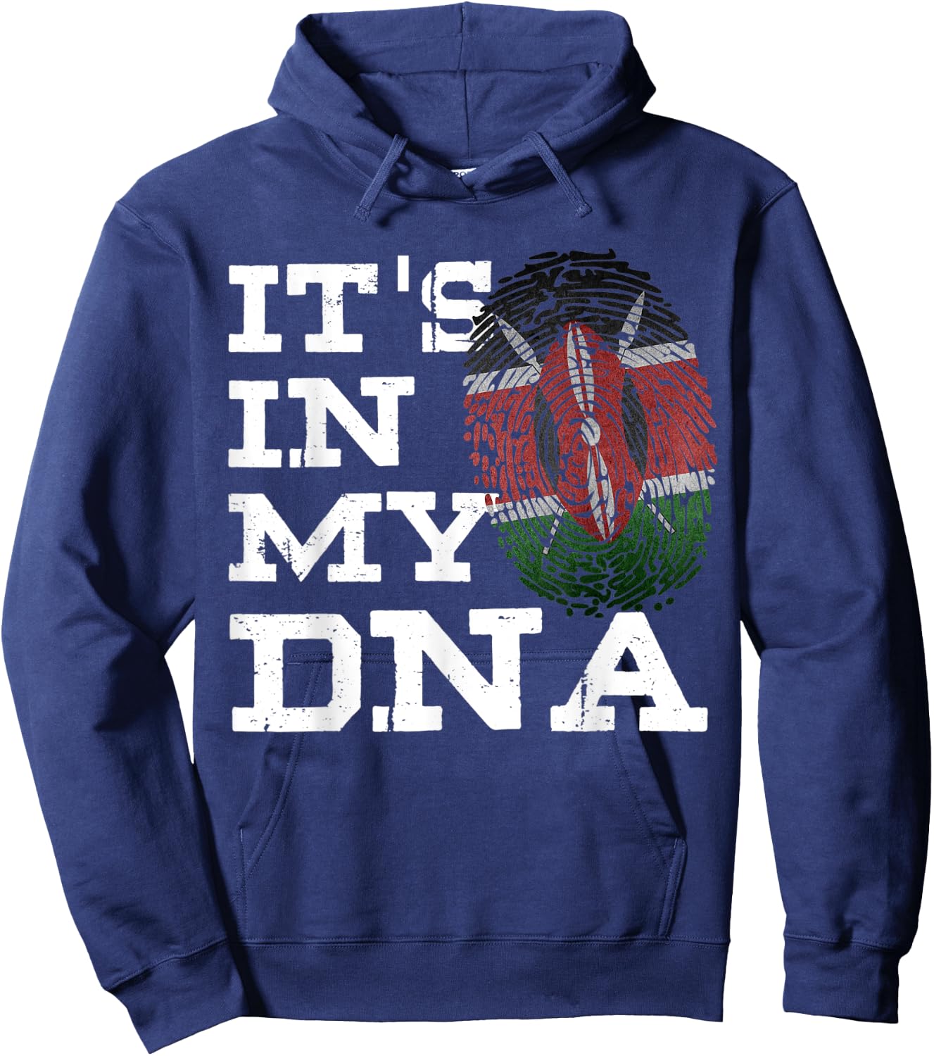 It's In My DNA Kenya Flag Kenyan Fingerprint Gifts Hoodie - Hoodie | Navy