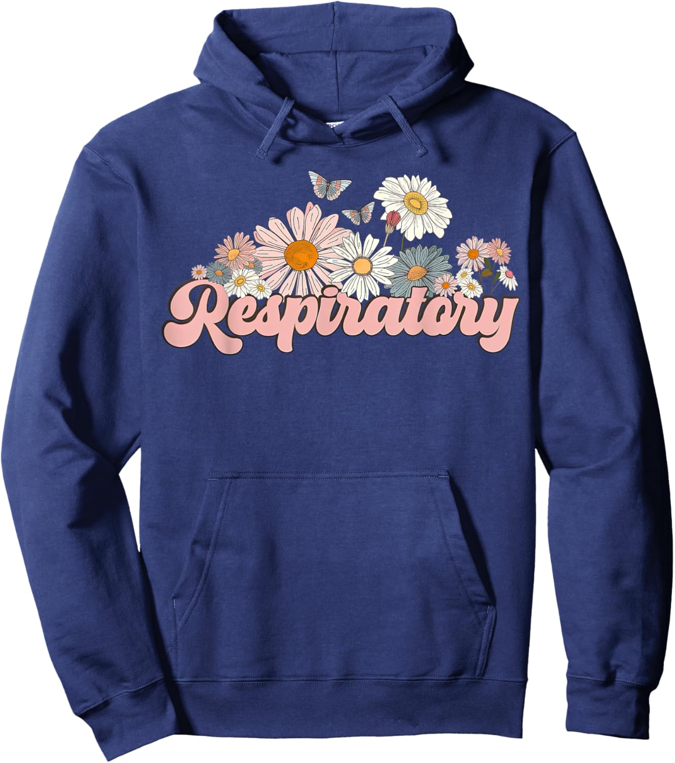 Retro Flower Butterfly Respiratory Therapy RT Therapist Hoodie - Hoodie | Navy