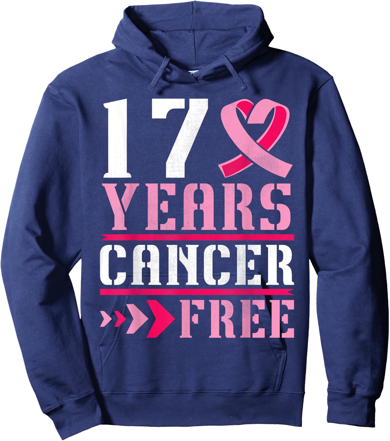 17 Years Breast Cancer Free Warrior Fighting Survivor Winner Hoodie - Hoodie | Navy