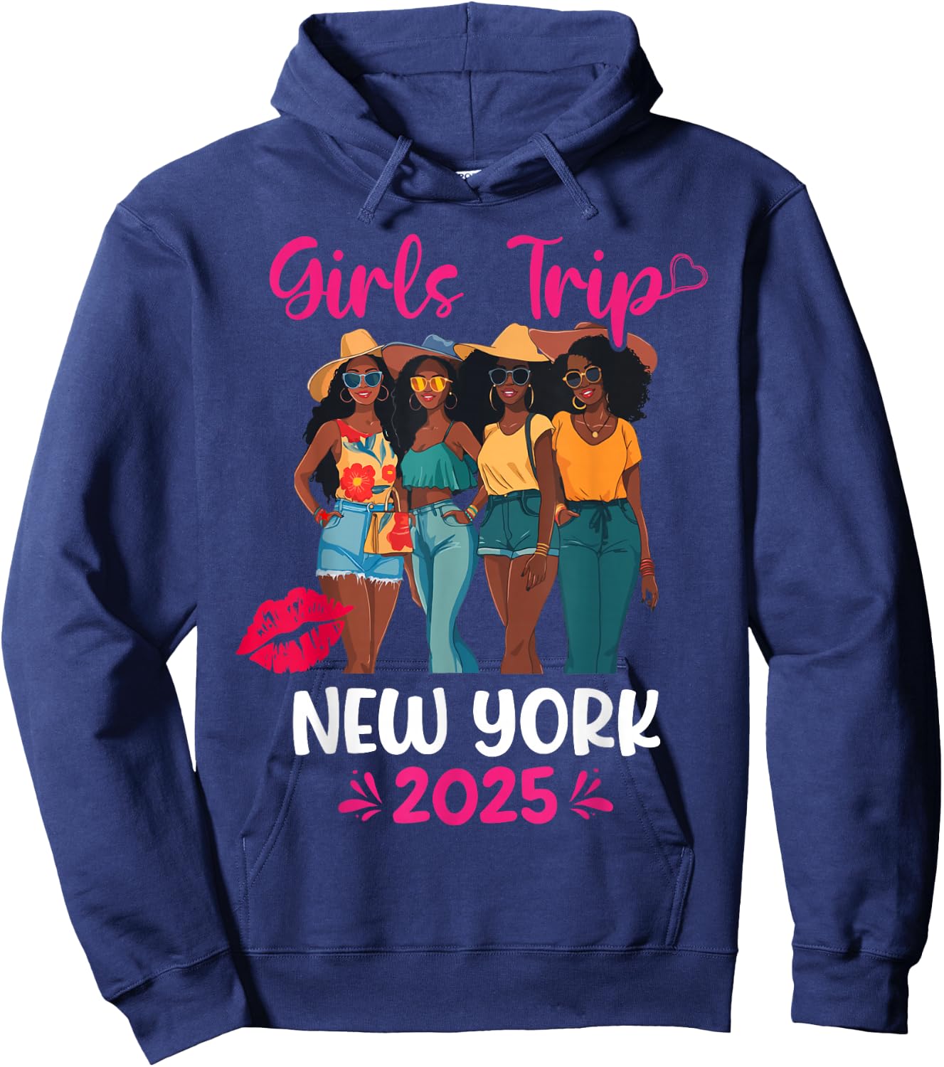Black Girls Trip New York 2025 Vacation Matching Hoodie - Hoodie | Navy