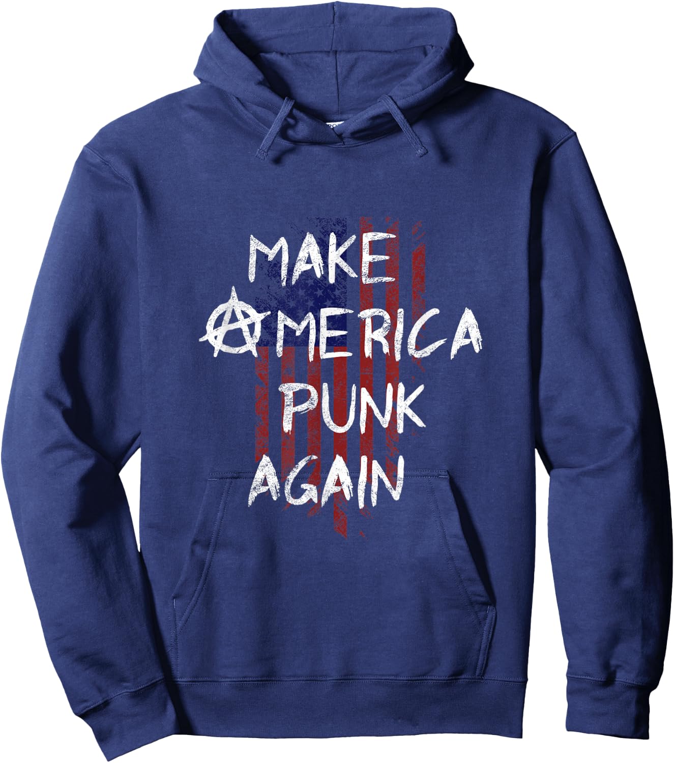 Punk Rocker 80s Design with Make America Punk Again Flag Hoodie - Hoodie | Navy