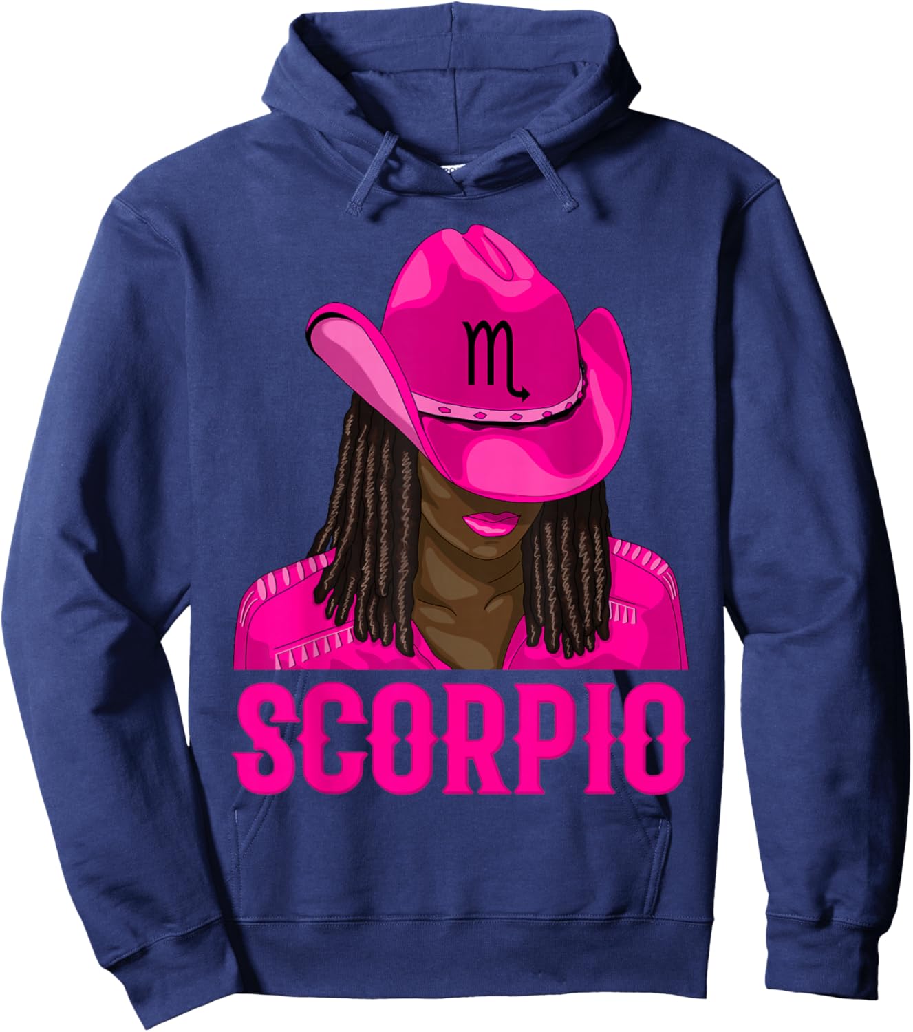 Scorpio Western Cowgirl African American Black Women Hoodie - Hoodie | Navy