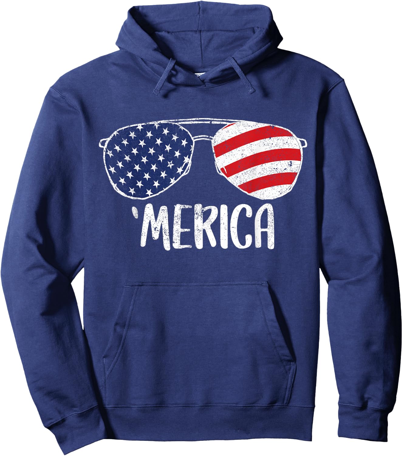 4th of July Merica Sunglasses Gift Men Women Kids USA Hoodie - Hoodie | Navy