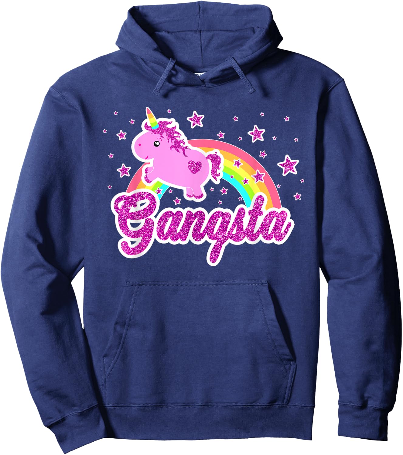 Funny Ironic Cool Unicorn Gangsta Music Festival Shirt Hoodie - Hoodie | Navy