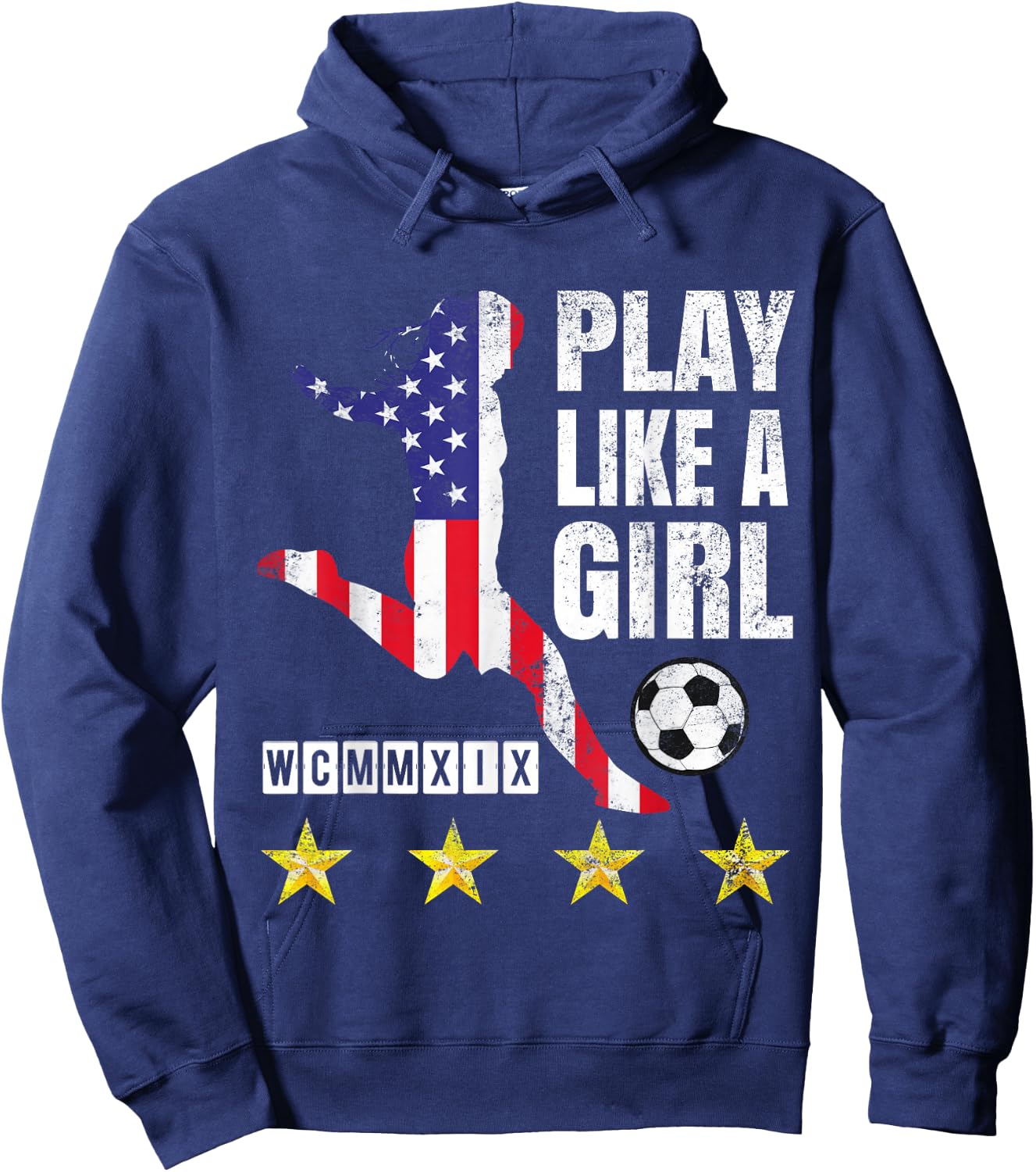 Play Like a Girl Soccer USA United States Women's Hoodie - Hoodie | Navy