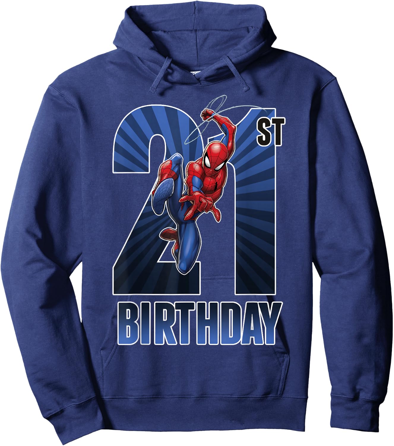Marvel Spider-Man Swinging 21st Birthday Graphic Hoodie - Hoodie | Navy