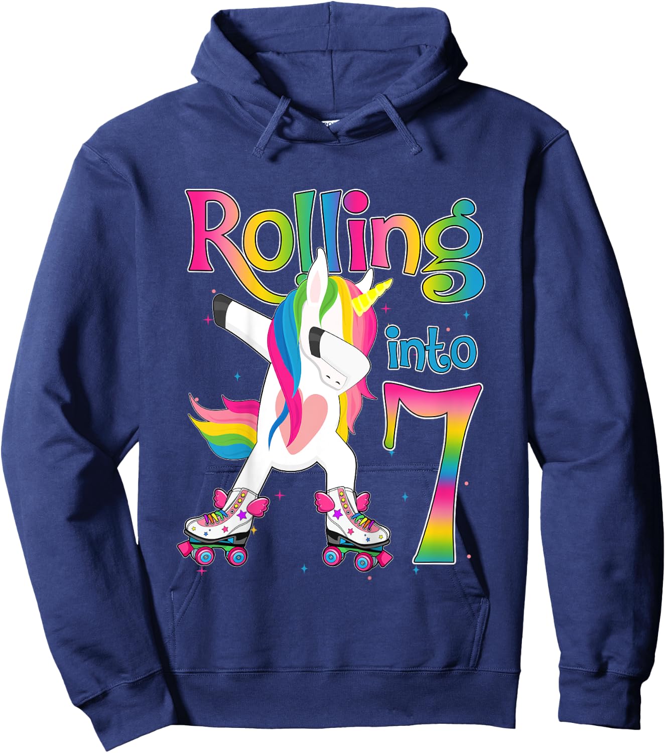 Rolling Into 7 years Let's Roll I'm Turning 7 Roller Skate Hoodie - Hoodie | Navy
