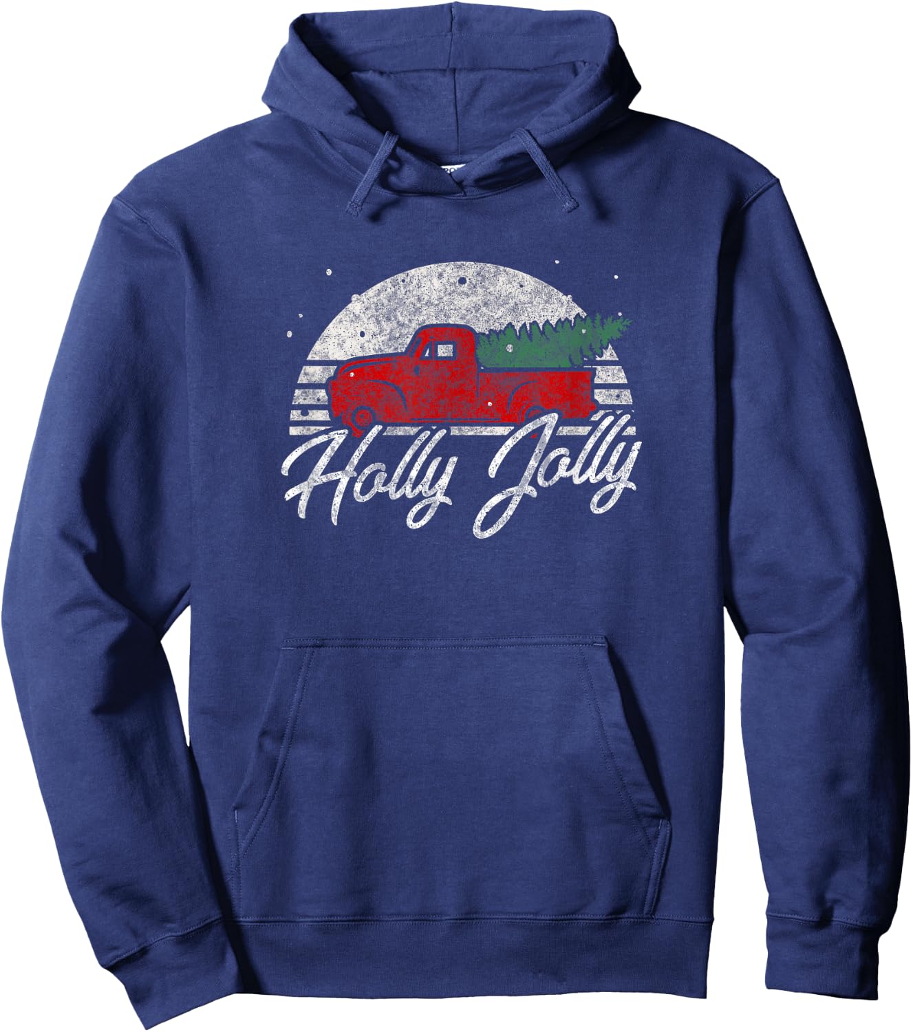 Vintage Christmas Truck Shirt Holly Jolly Holiday Gift Hoodie - Hoodie | Navy