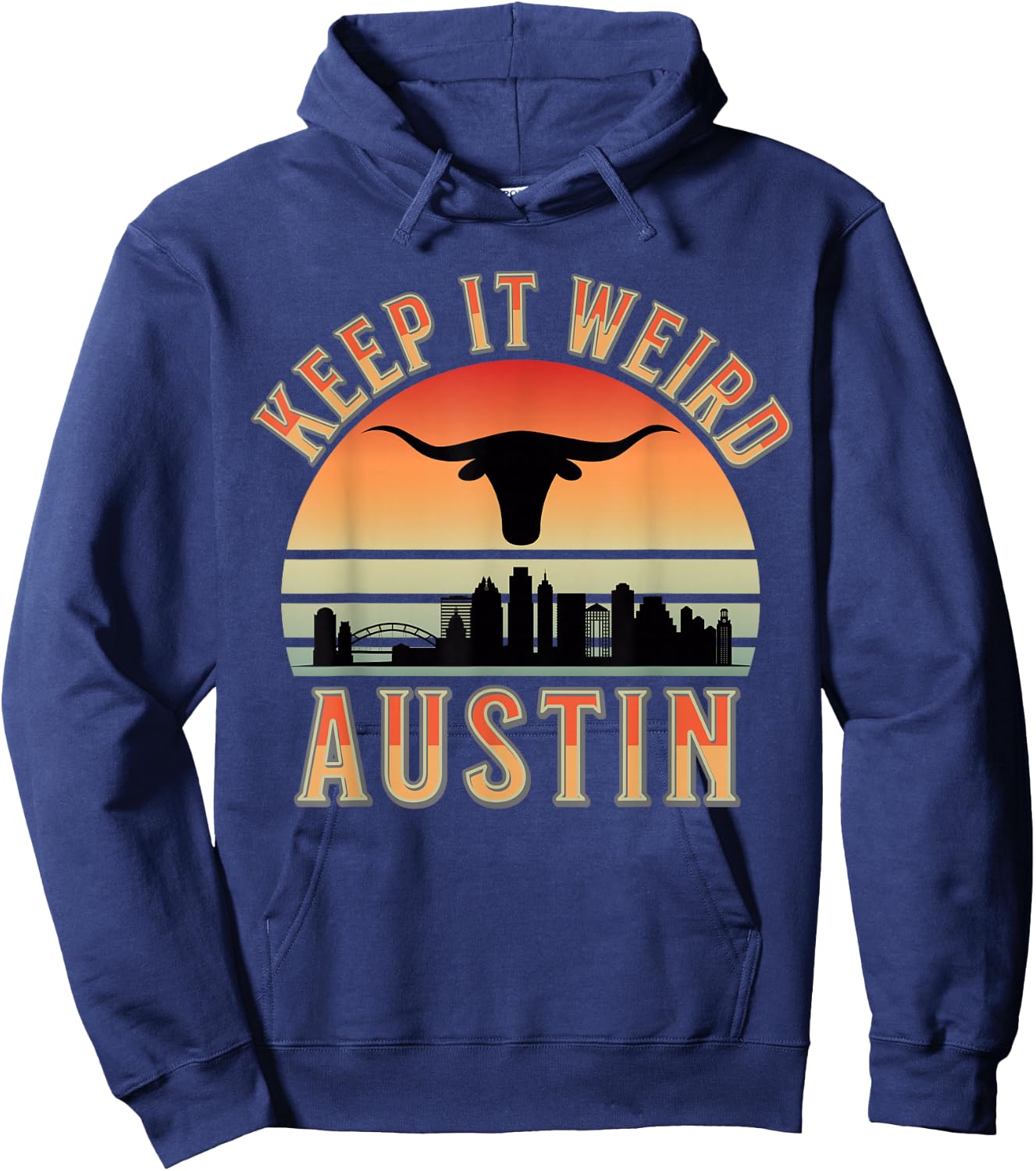 Stigmota Keep It Weird Austin Vintage Black Adult Hoodie - Hoodie | Navy
