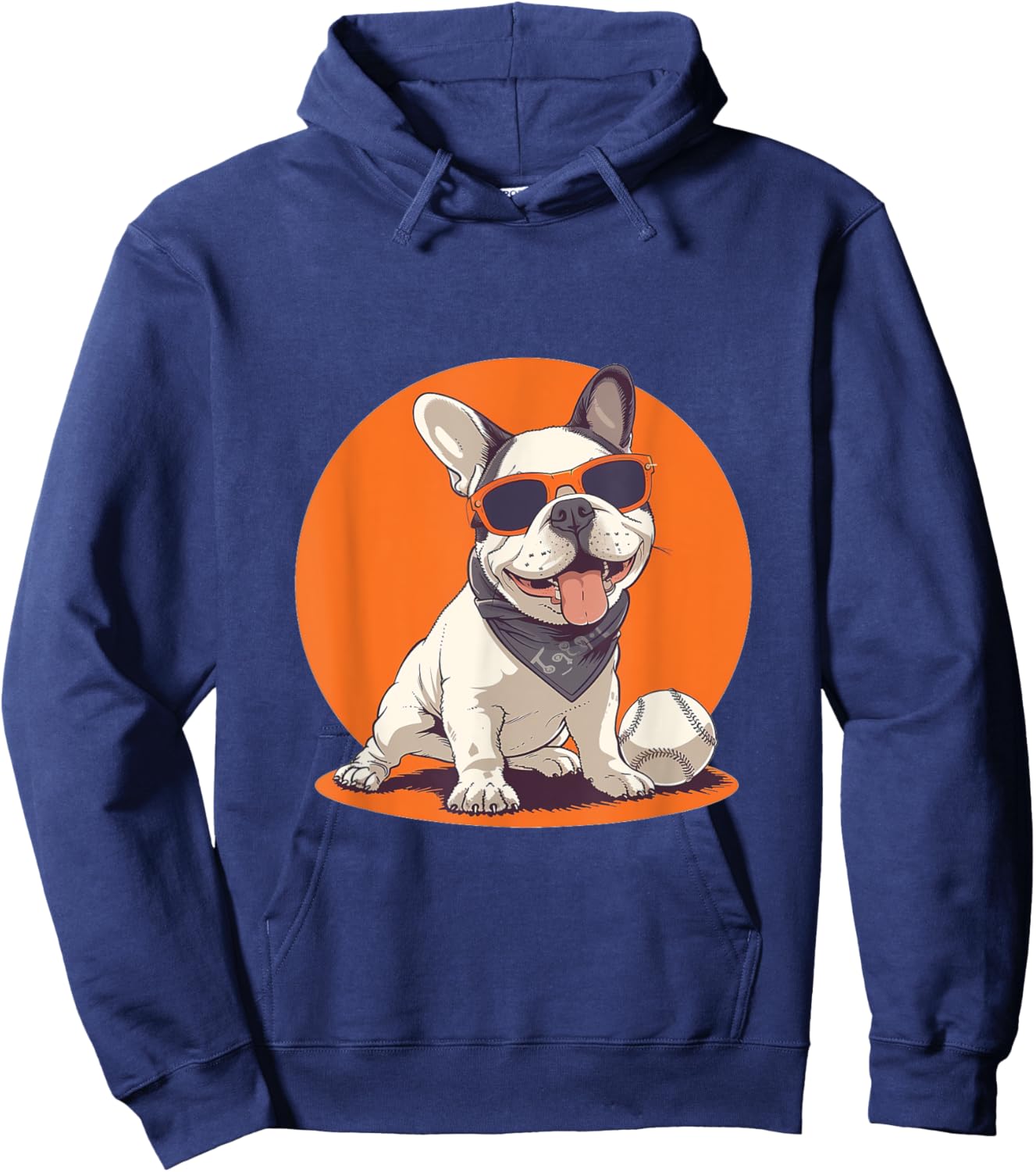 Cute French Bulldog Baseball Sports Dog Sunglasses Frenchie Women Kids Hoodie - Hoodie | Navy