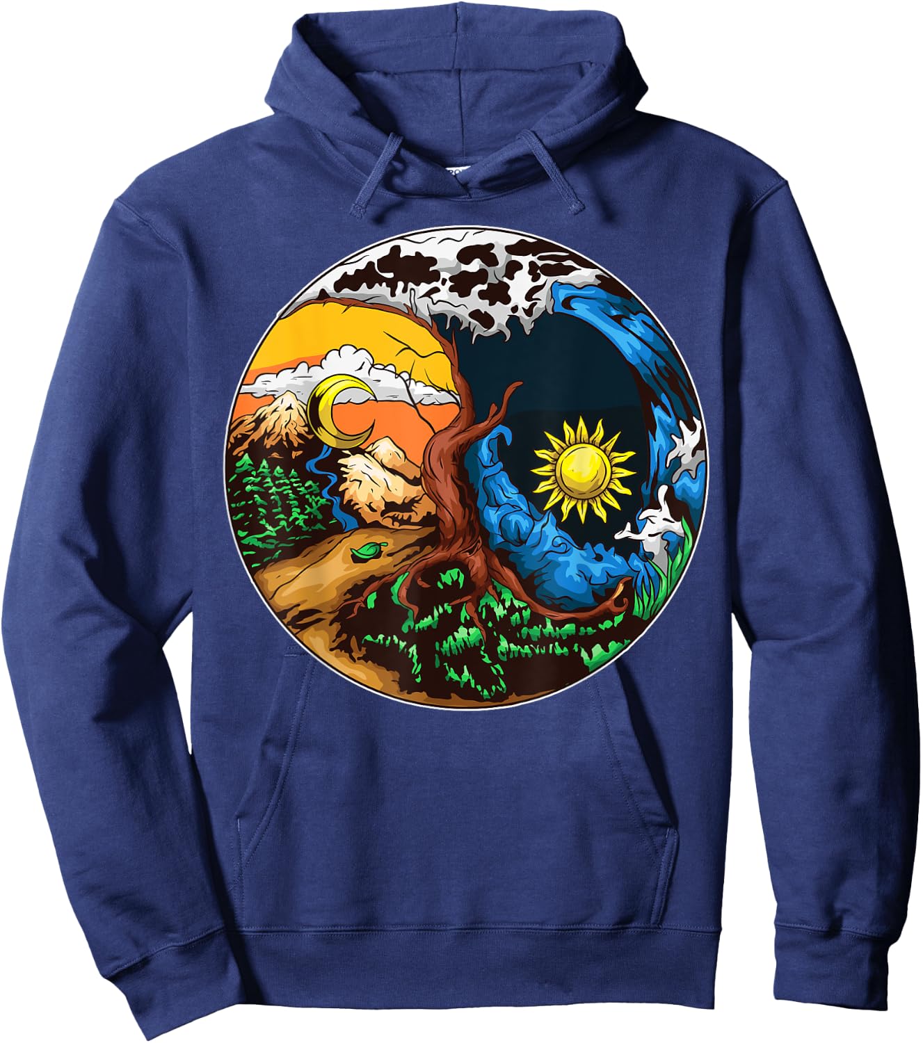 Yin Yang Happy Yin Yang Shirt Love Your Mother Earth Black Adult Classic Fit Short Sleeve Save Planet Shirt Hoodie - Hoodie | Navy