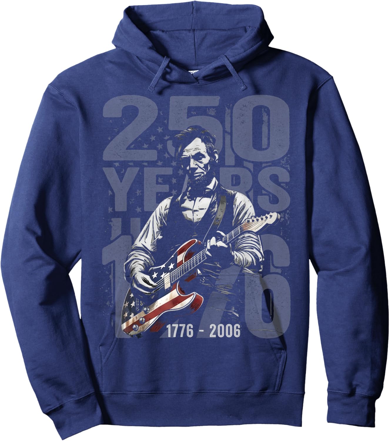 Abraham Lincoln Playing Guitar 4th July 250th Anniversary Hoodie - Hoodie | Navy