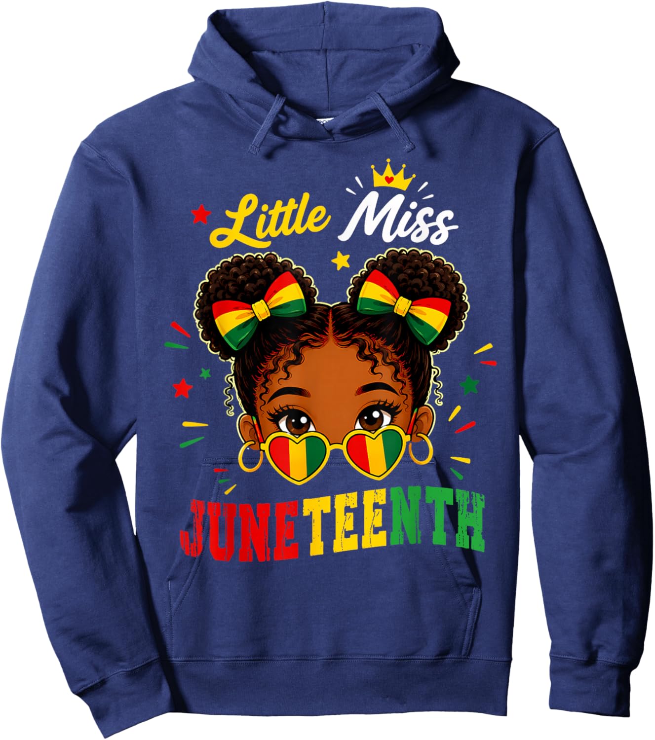 Miss Juneteenth Shirts Girls African American Afro Girl Hoodie - Hoodie | Navy