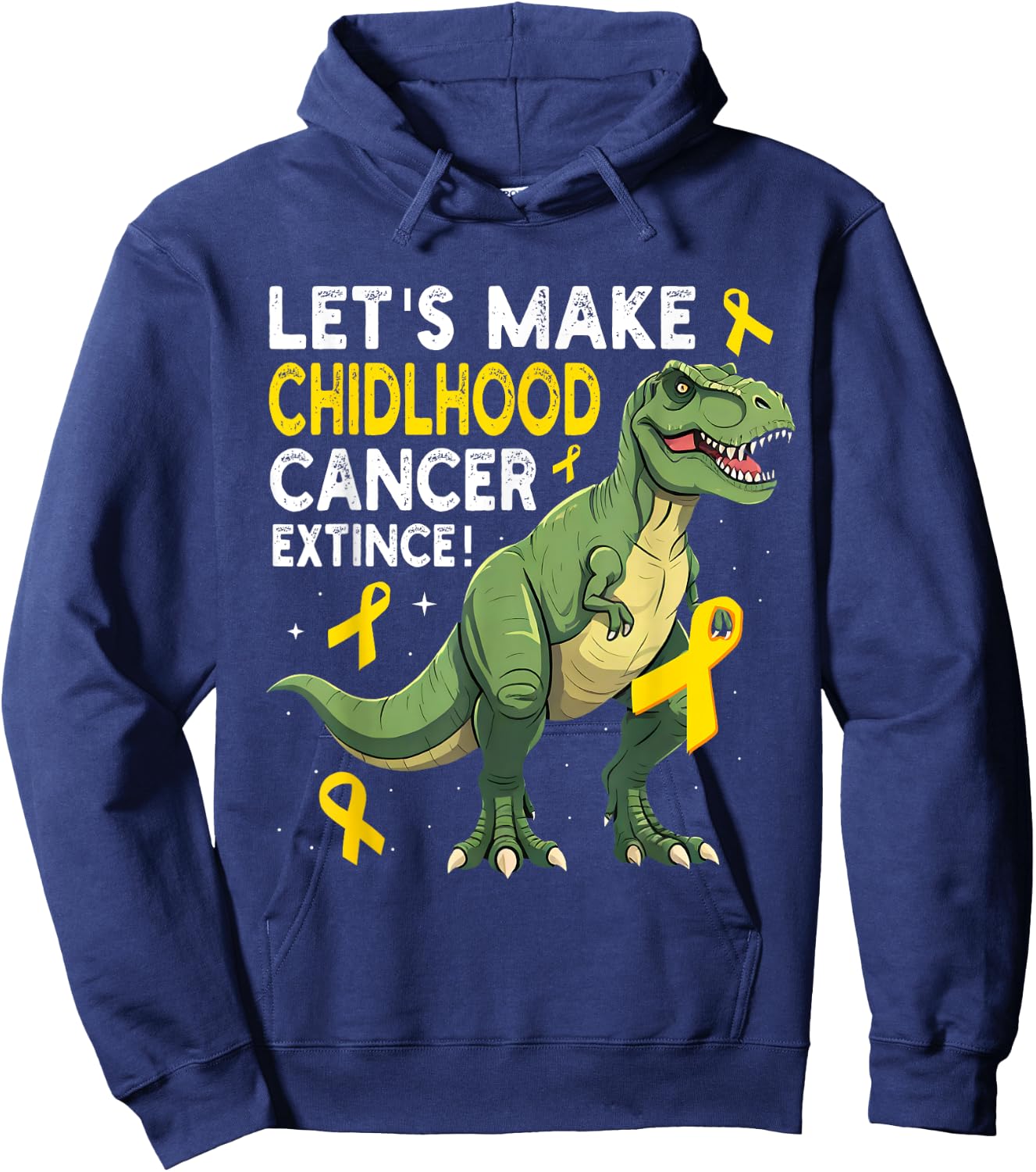 Childhood Cancer Extinct Dinosaur Childhood Cancer Awareness Hoodie - Hoodie | Navy