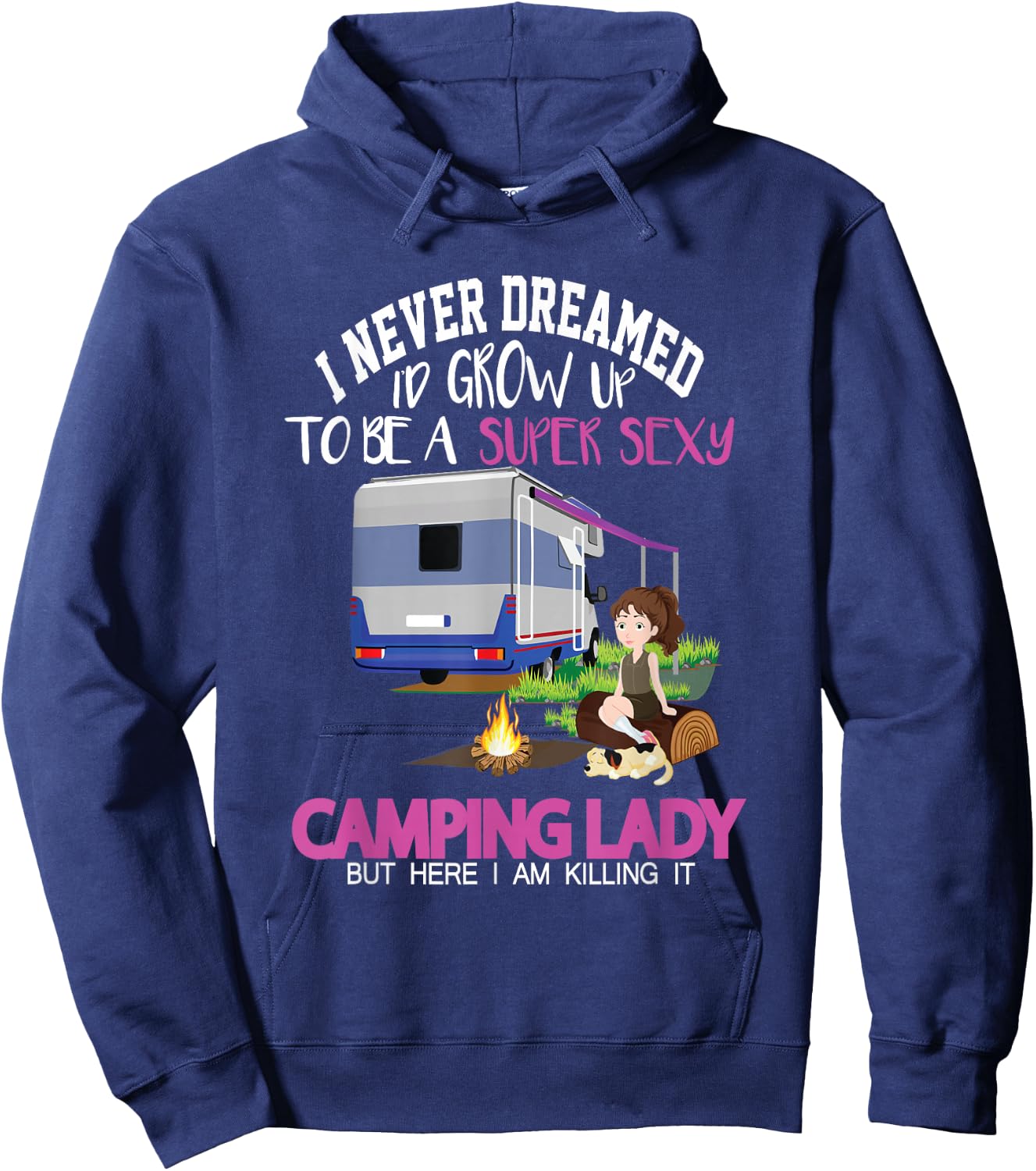 Funny Saying Outdoor Camping Lady Adventure Holiday Women Hoodie - Hoodie | Navy