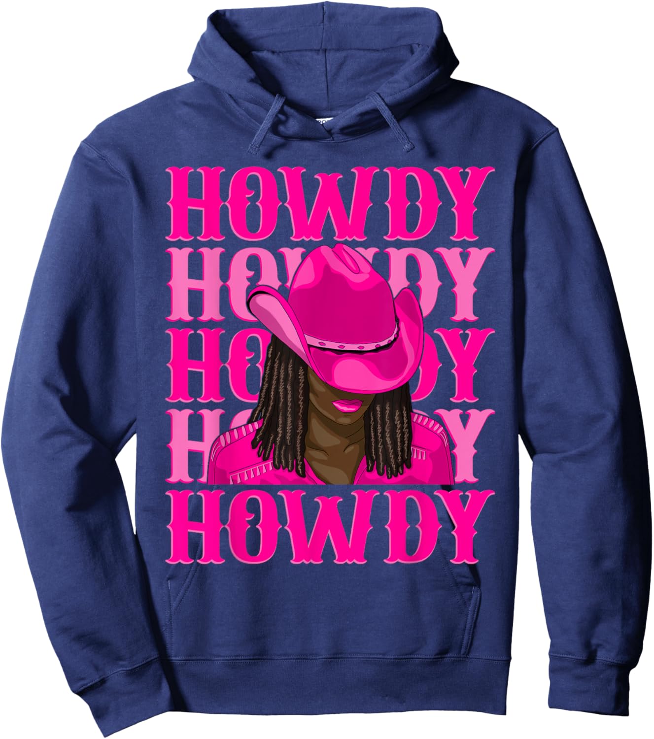 Howdy Western Black Cowgirl African American Black Women Hoodie - Hoodie | Navy