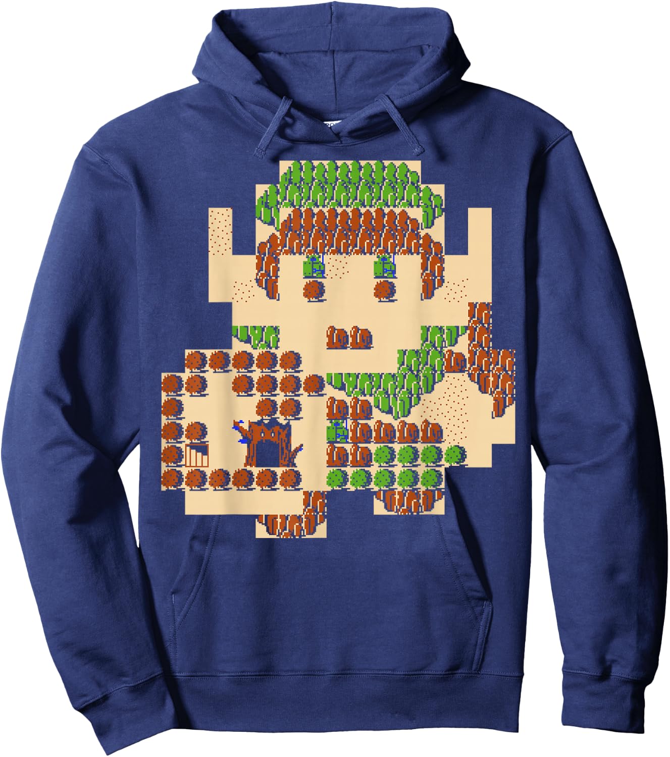Nintendo Zelda Link Portrait 8-Bit Map Graphic Hoodie - Hoodie | Navy