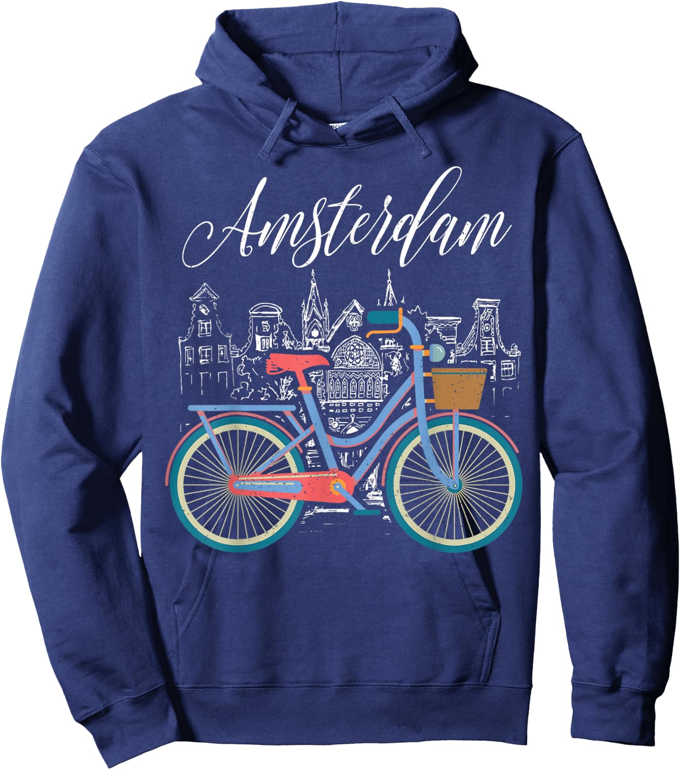Love Cycling Luv Amsterdam Retro Bike Gift Design Idea Hoodie - Hoodie | Navy