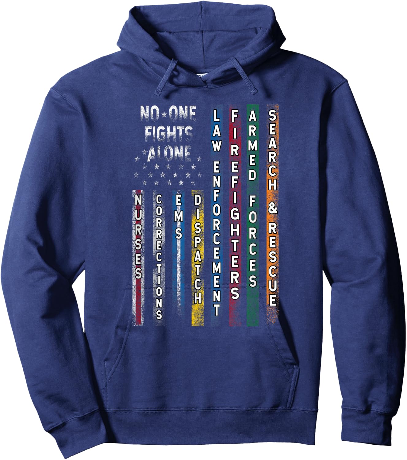 First Responders USA Flag Police Firefighter Appreciation Hoodie - Hoodie | Navy