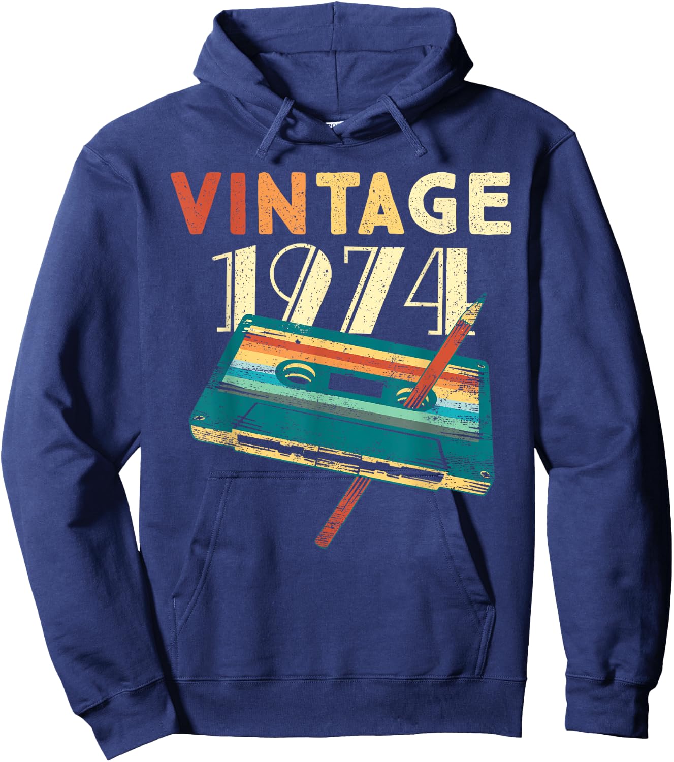 Vintage 1974 Music Cassette 51st Birthday Gifts 51 Years Old Hoodie - Hoodie | Navy