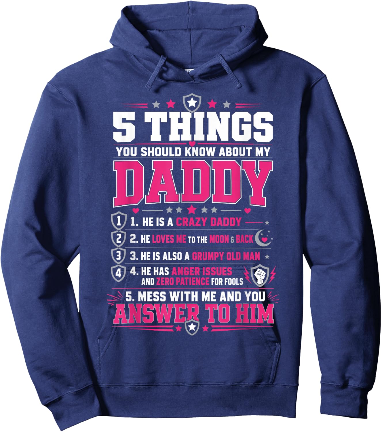 Funny Dad List 5 Things You Should Know About My Daddy Hoodie - Hoodie | Navy
