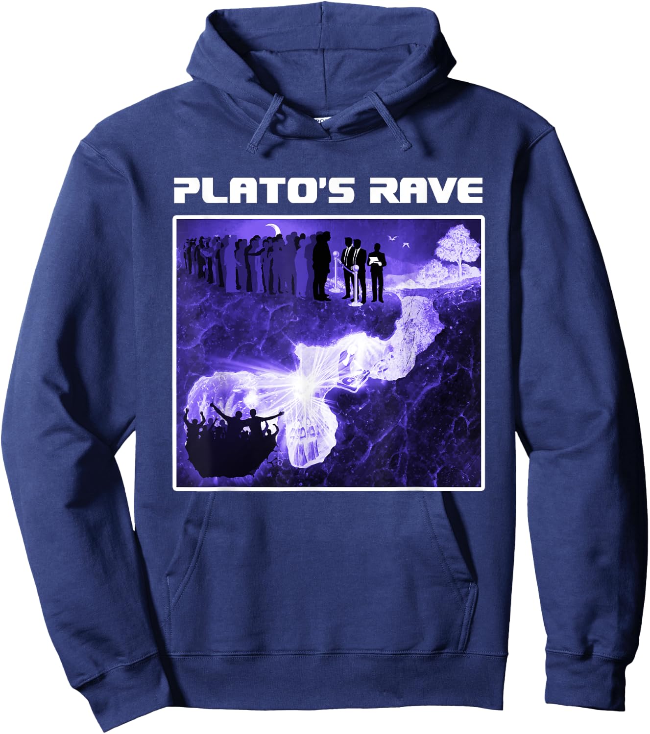 Plato's Rave - Cave Allegory - Funny Raver Philosopher Hoodie - Hoodie | Navy