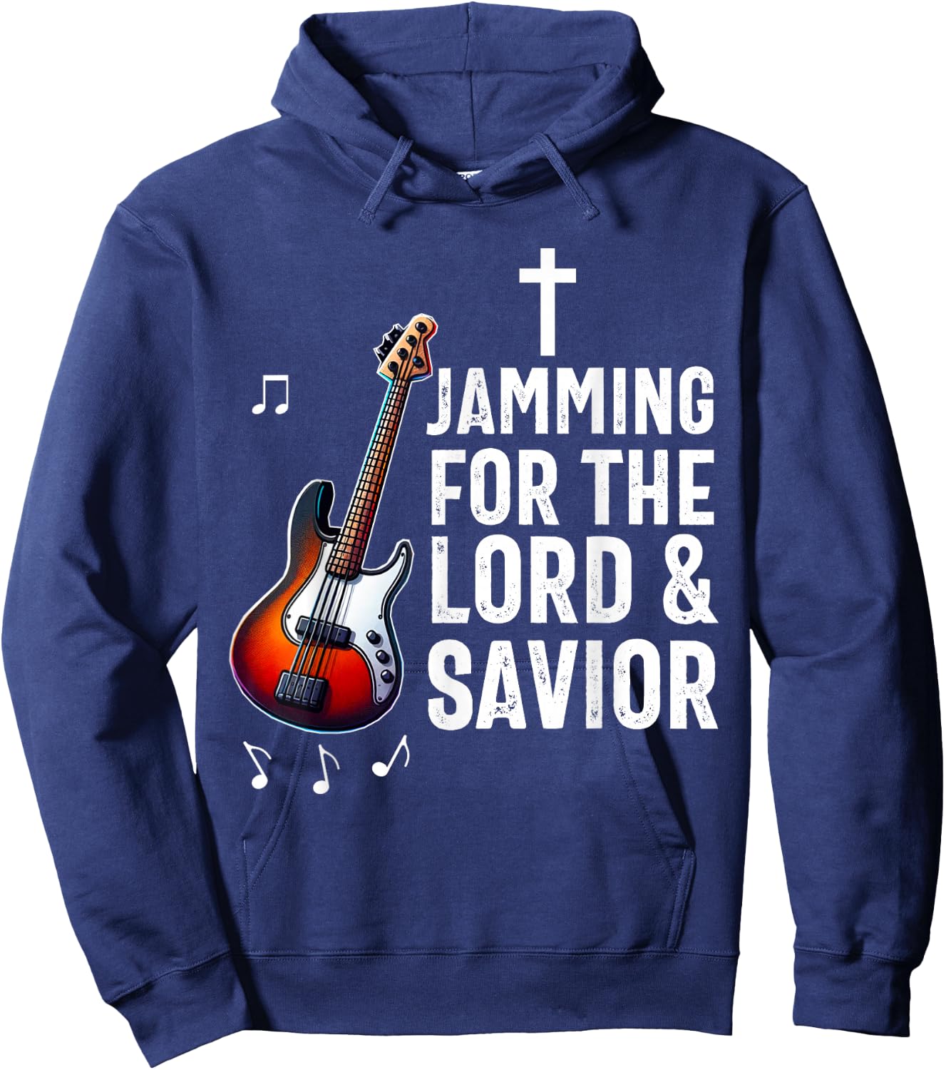 Christian Bass Guitar Player Worship Jesus Bassist Music Hoodie - Hoodie | Navy
