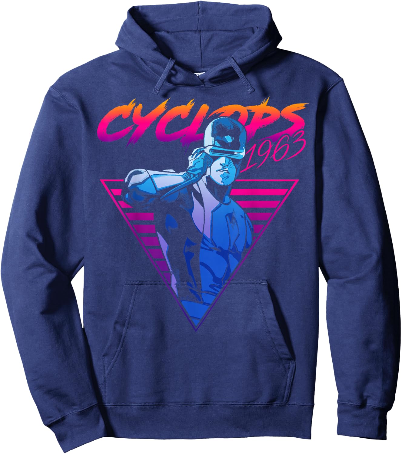 Marvel X-Men Cyclops Retro Neon Triangle Graphic Hoodie - Hoodie | Navy