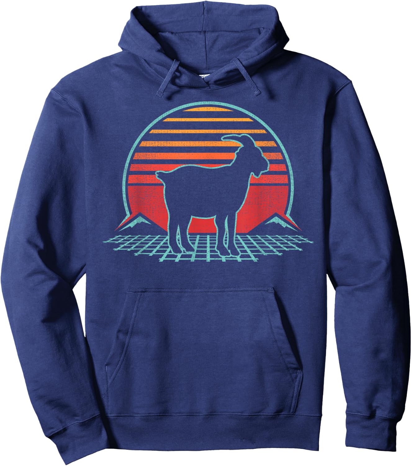 Goat Lover Farmer Farm Animal Retro Vintage 80s Style Hoodie - Hoodie | Navy