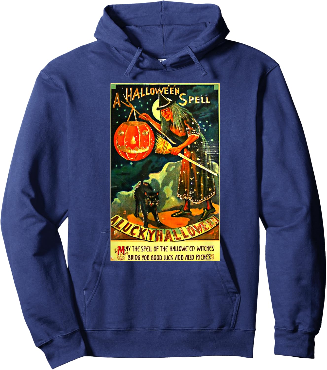Vintage Halloween Spell Witch Monster Halloween Party Hoodie - Hoodie | Navy