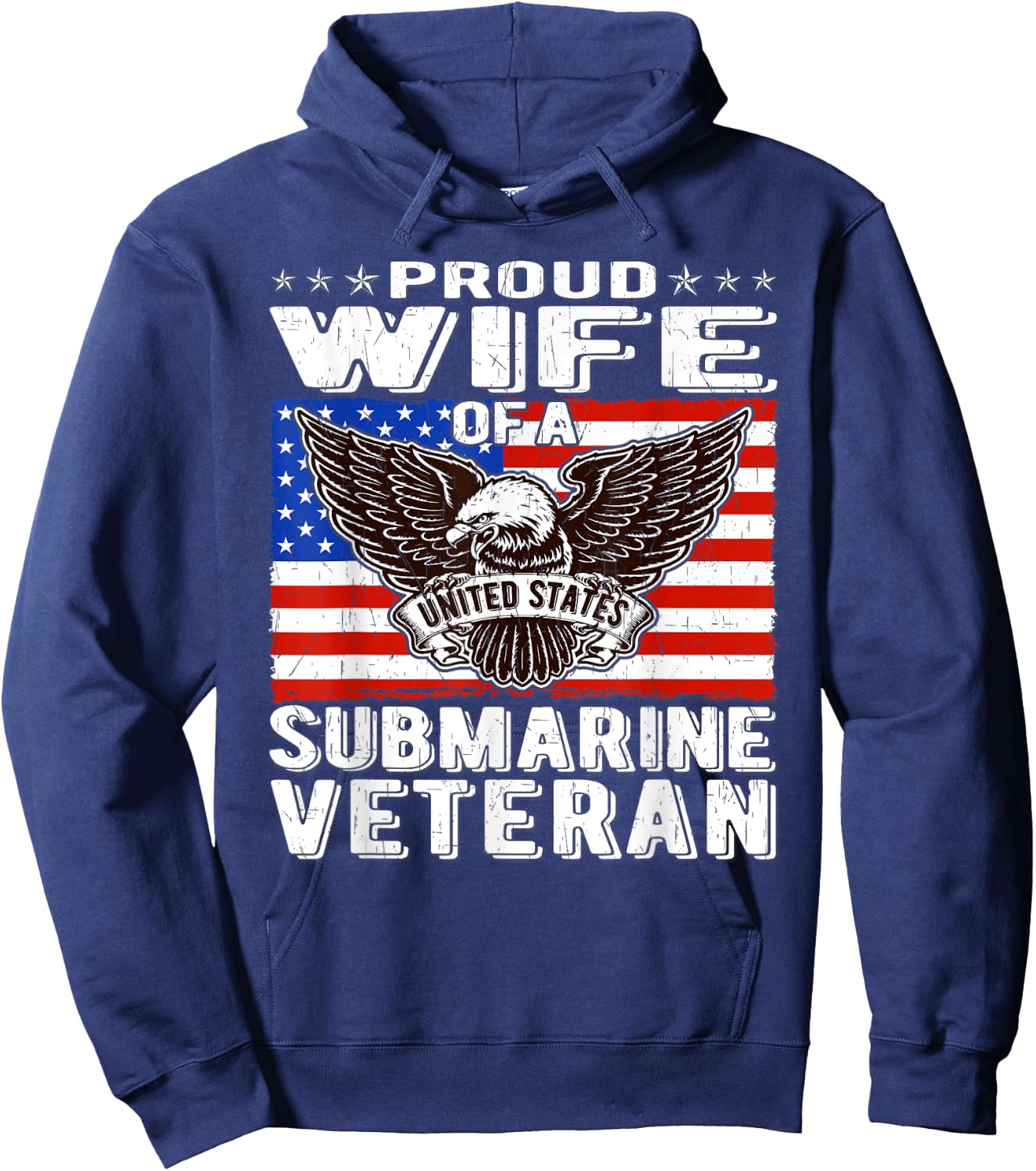 Proud Wife Of US Submarine Veteran Patriotic Military Spouse Men Hoodie - Hoodie | Navy