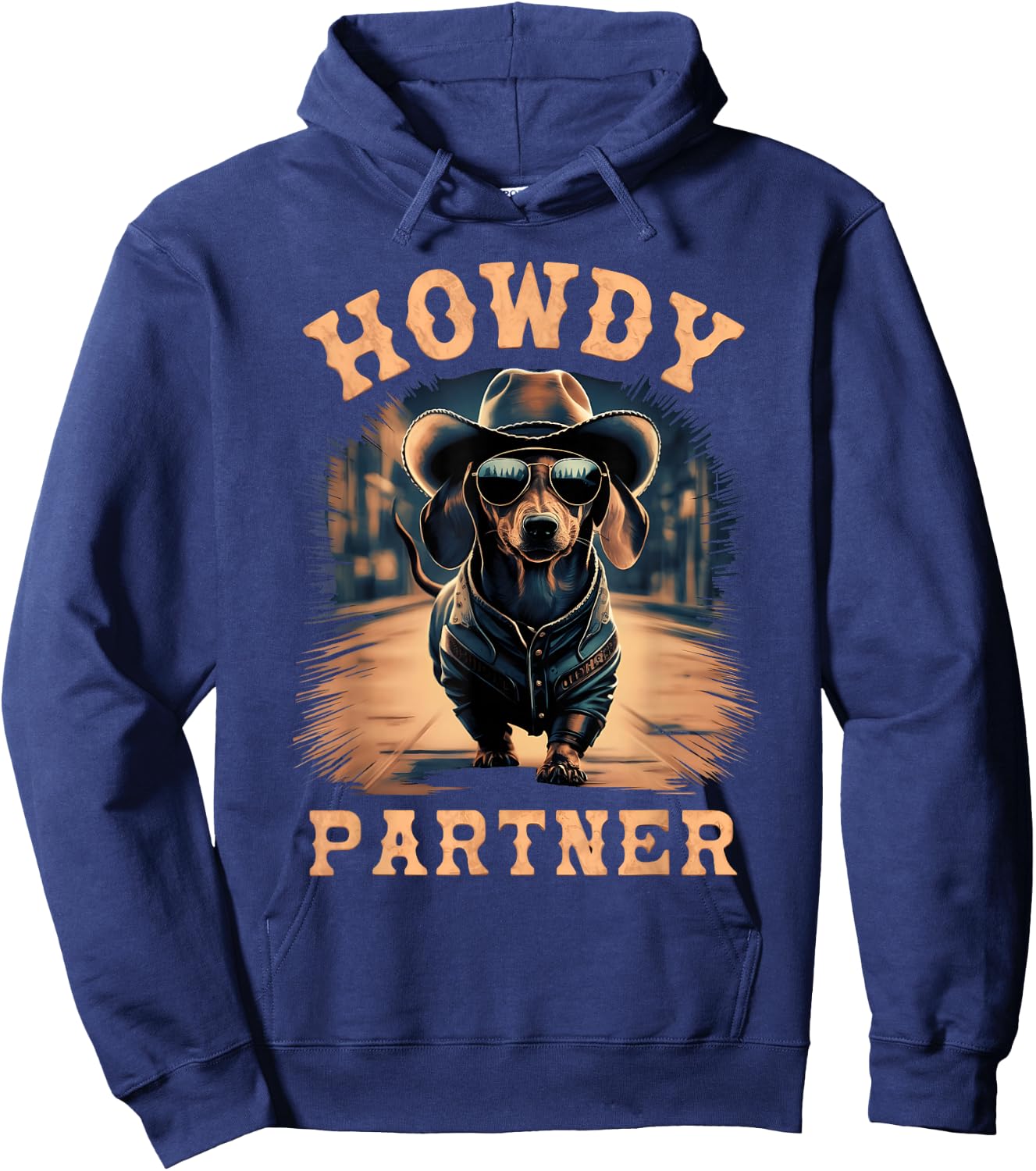 Howdy Partner ready for Rodeo Cowboy Weenie Dog Dachshund Hoodie - Hoodie | Navy
