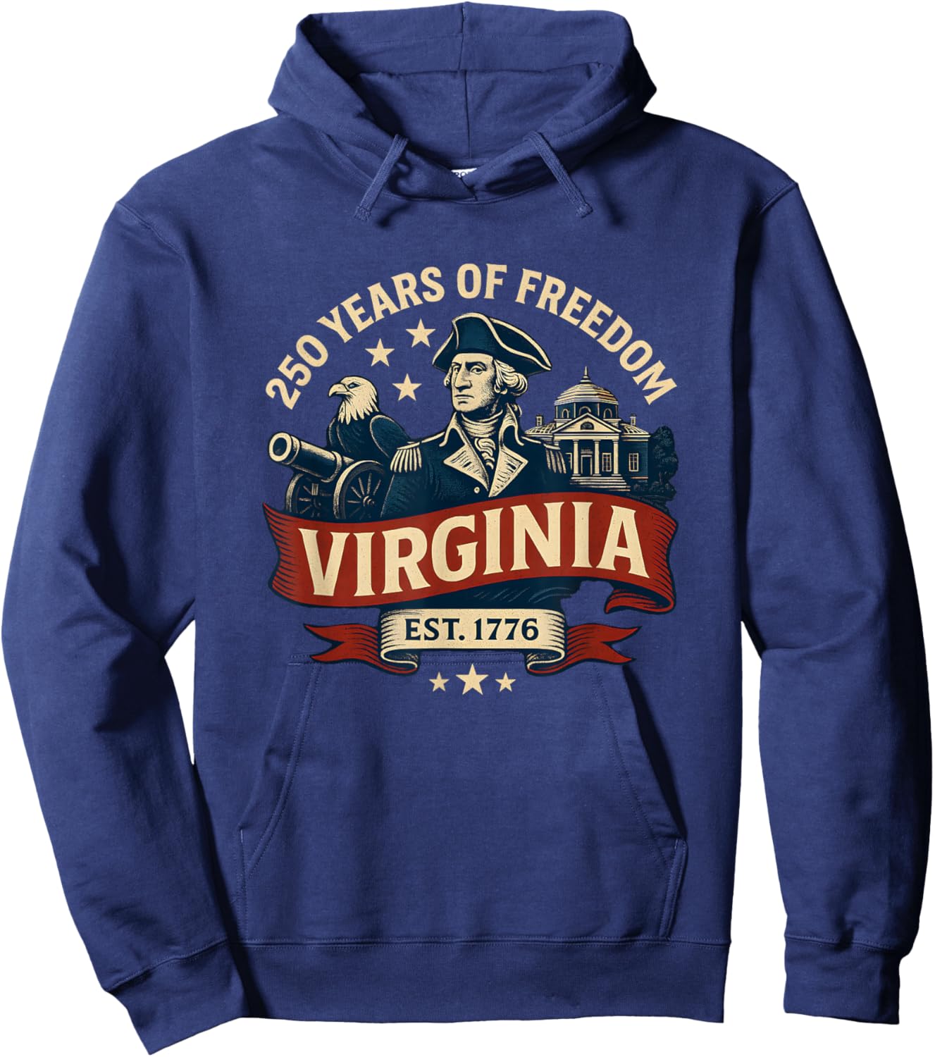 250 Years of Freedom Est 1776 13 Colonies Virginia Hoodie - Hoodie | Navy