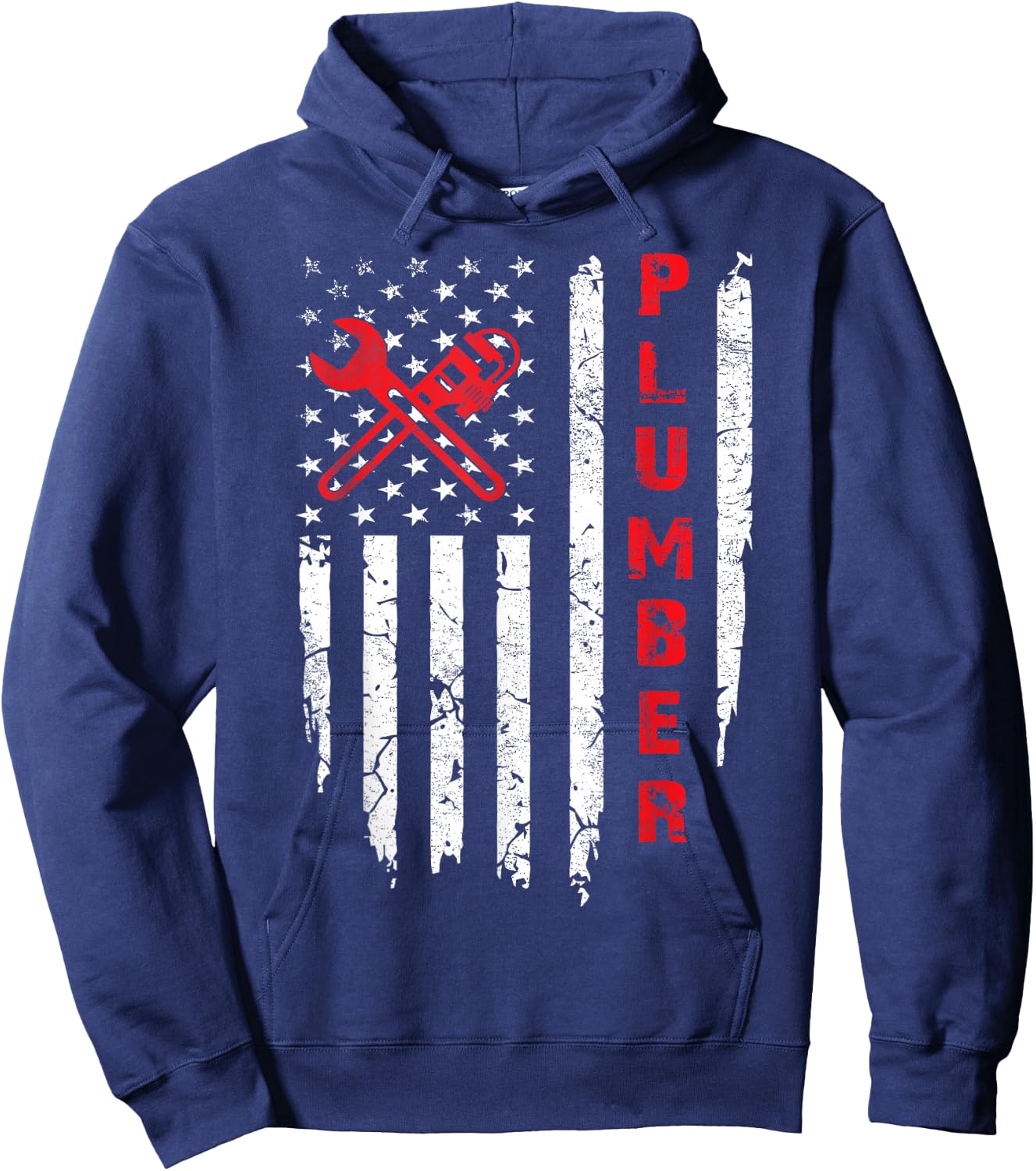 USA American Flag Plumber Men Women Plumbers Patriotic Hoodie - Hoodie | Navy