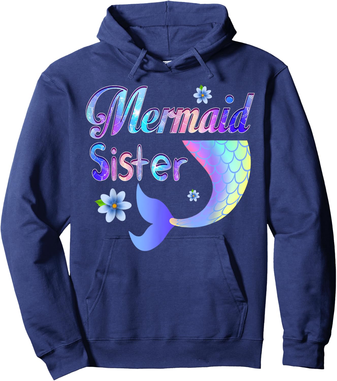 Mermaid Sister Funny Mermaid Sister Matching Party Hoodie - Hoodie | Navy