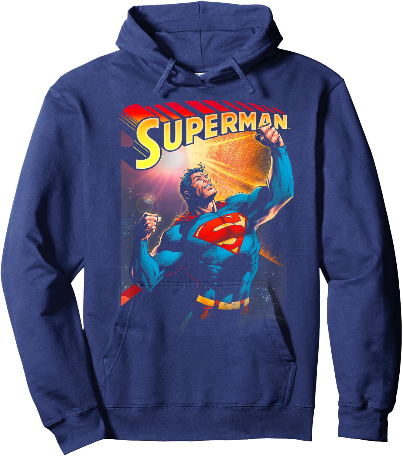 DC Comics Superman Victory -Adult , Black, Small, Short Sleeve Hoodie - Hoodie | Navy