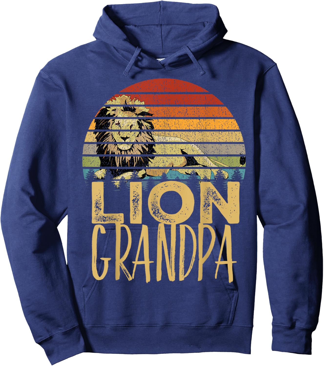 Vintage Lion Grandad Retro Distressed Gift Africa Hoodie - Hoodie | Navy