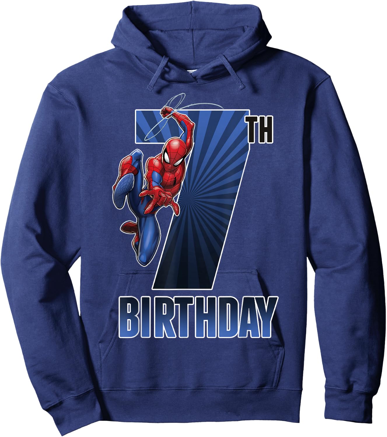 Marvel Spider-Man Swinging 7th Birthday Graphic Small Hoodie - Hoodie | Navy