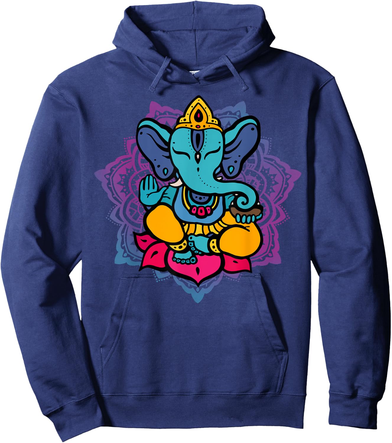 Beautiful Ganesha in Yoga Lotus Meditation Mandala Hoodie - Hoodie | Navy