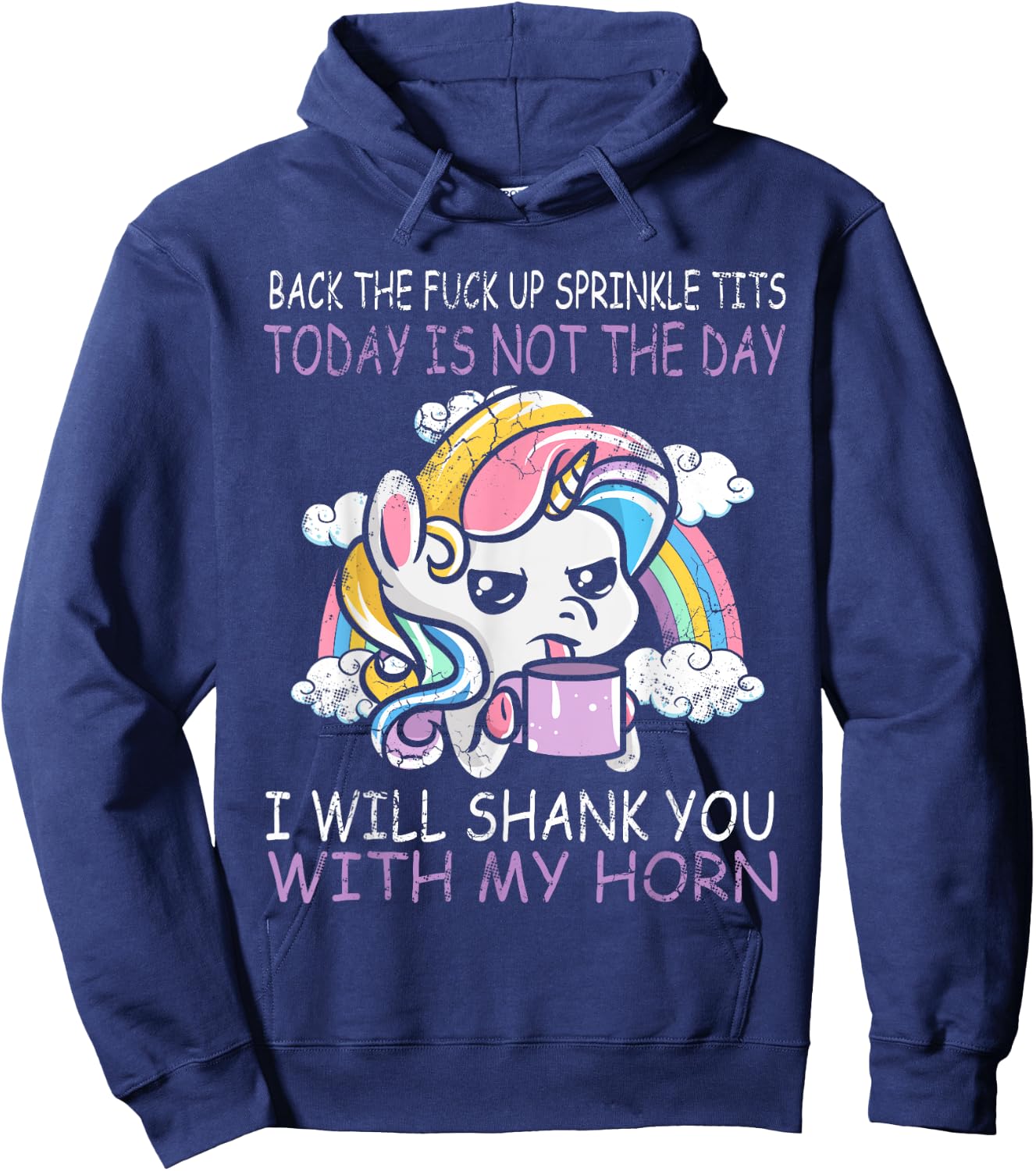 Unicorns Sprinkle Tits Funny Quotes Unicorn Humour Gift Hoodie - Hoodie | Navy