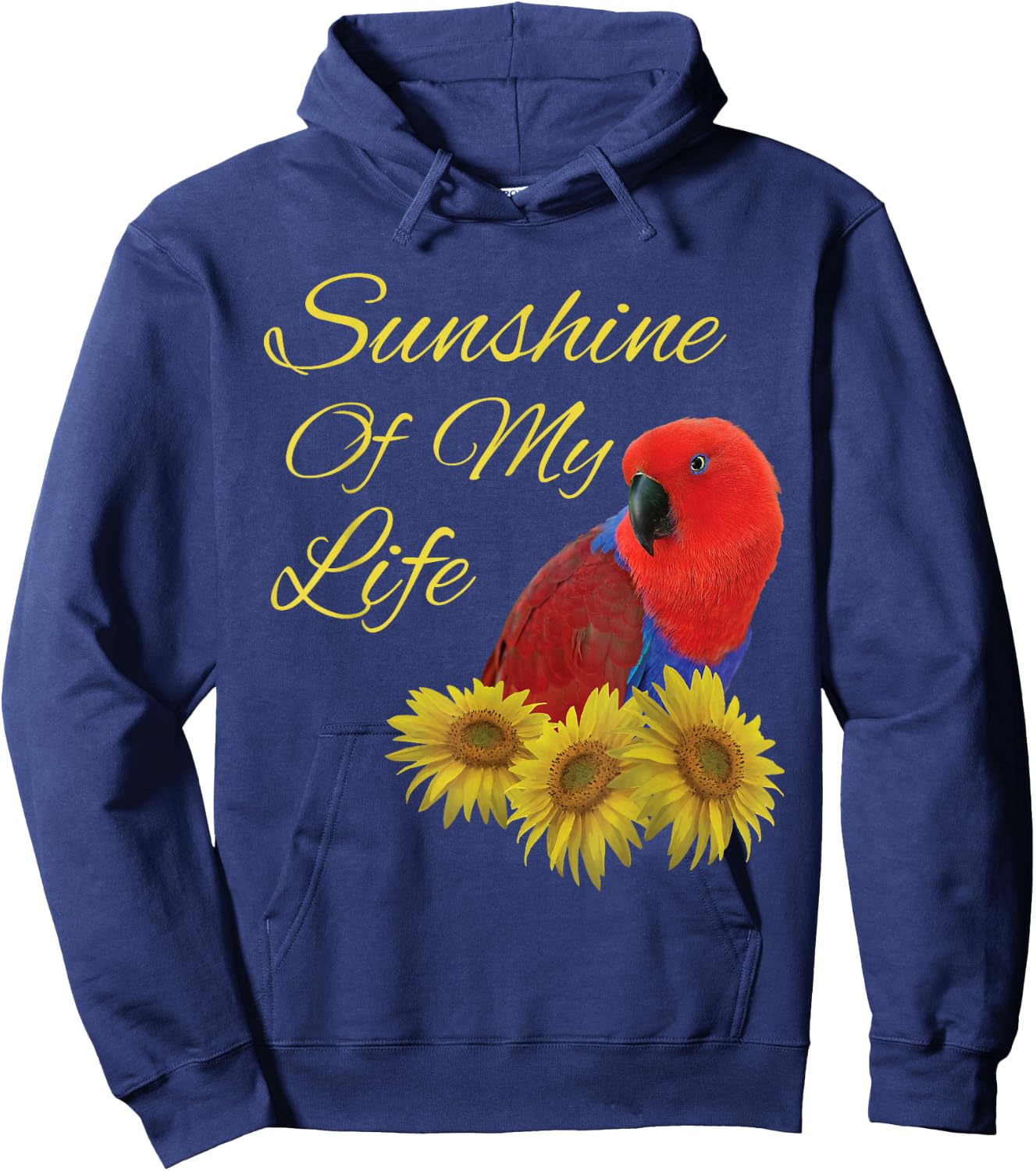 Eclectus Parrot, Female, Sunshine Sunflower Hoodie - Hoodie | Navy