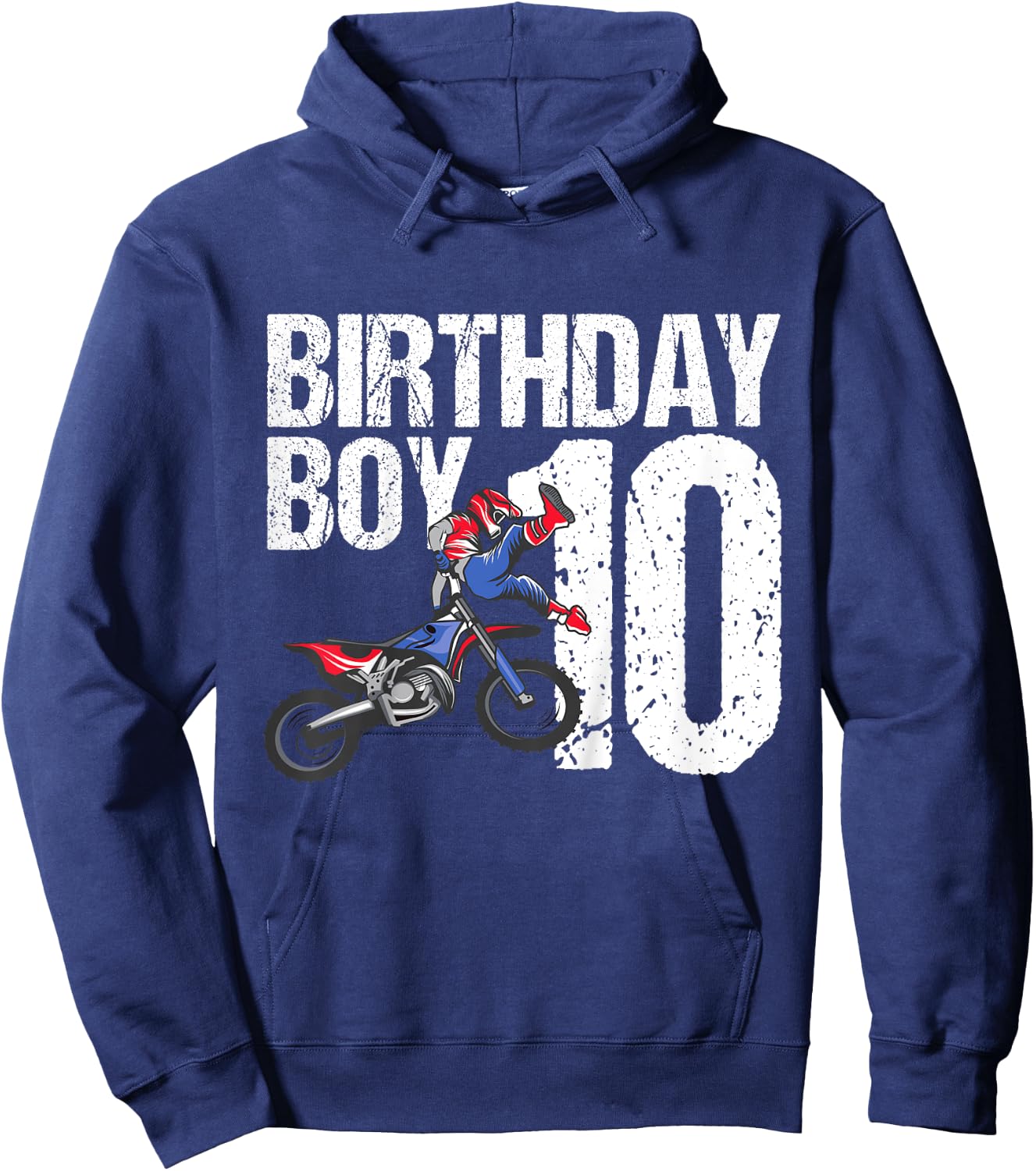 10 Year Old Dirt Bike Birthday Party Motocross MX 10th Gift Hoodie - Hoodie | Navy